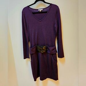 Plum Sweater Dress with Belt